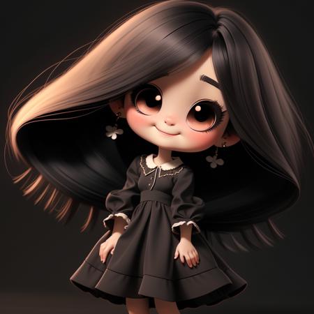 03785-642527638-1girl, solo, long hair, BLACK eyes, black hair, smile, earrings, pajamas , short sleeves, jewelry, puffy sleeves, looking at vie.png